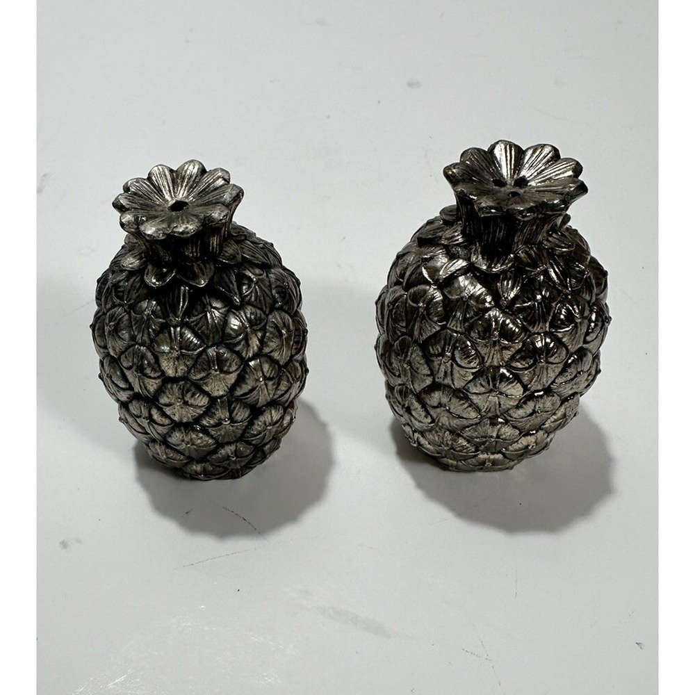 Vintage Italian Silver-Plate Pineapple Salt‎ & Pepper Shakers